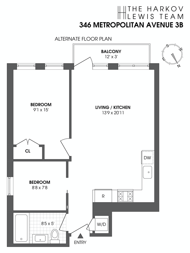 Floorplan for 346 Metropolitan Avenue, 3B