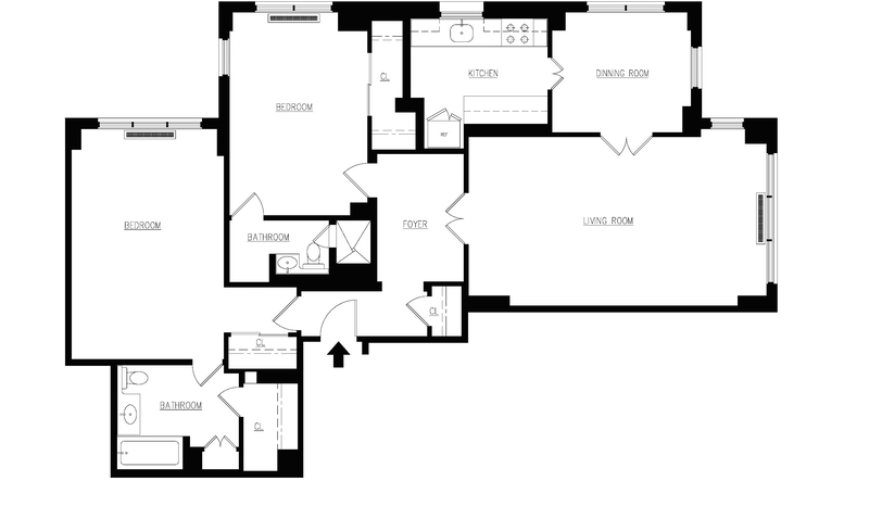Floorplan for 57th/5th Huge 2 Bedroom No Fee