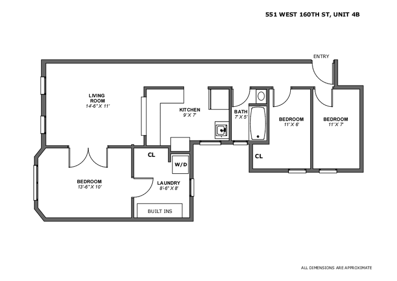 Floorplan for 551 West 160th Street, 4B