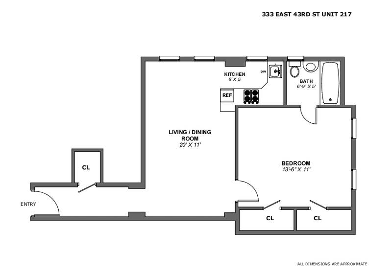 Floorplan for 333 East 43rd Street, 217