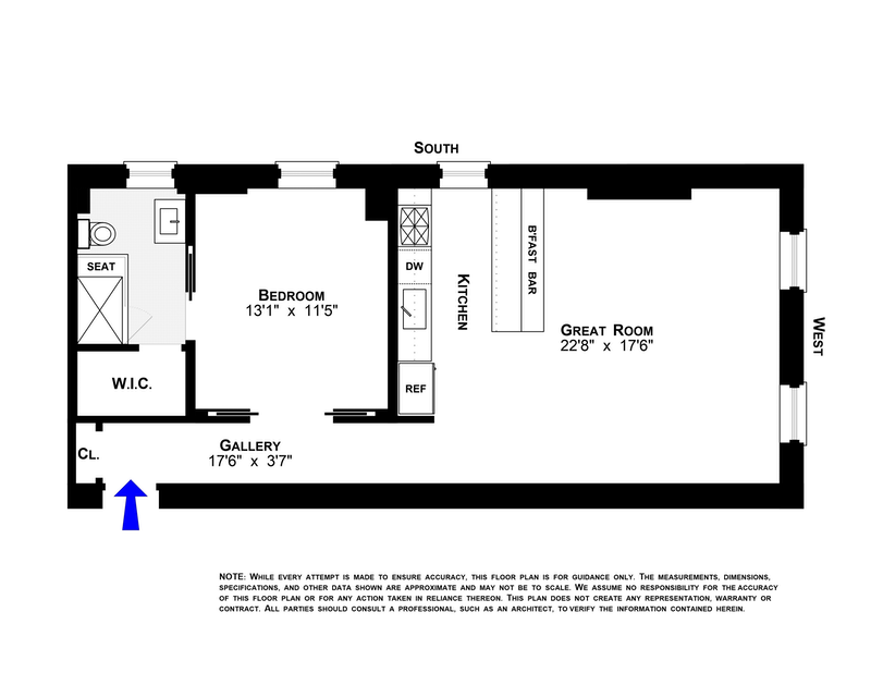 Floorplan for 300 West 109th Street, 8H
