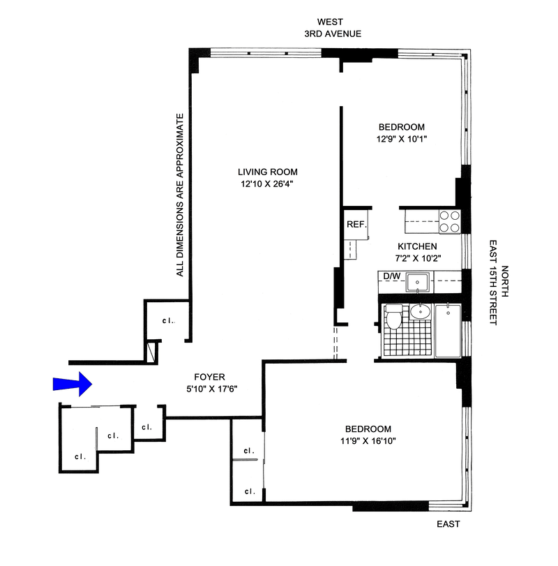 Floorplan for 200 East 15th Street, 5H