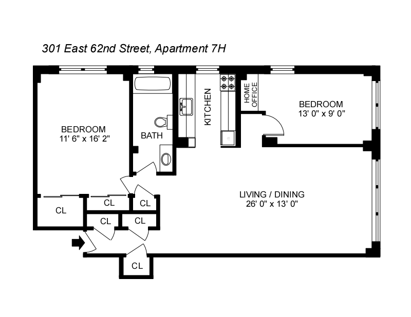 Floorplan for 301 East 62nd Street, 7H