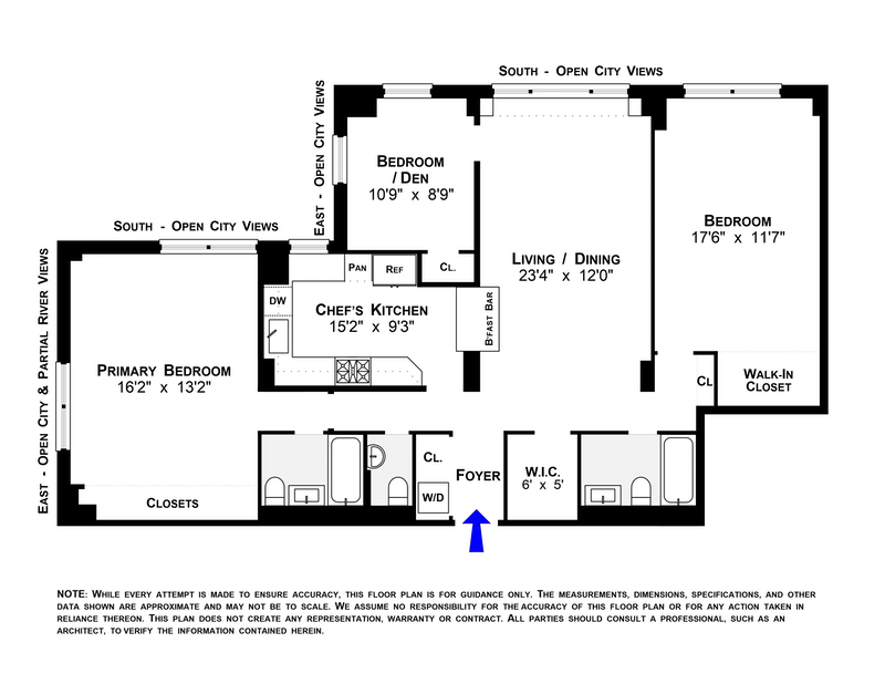 Floorplan for 401 East 89th Street, 16F