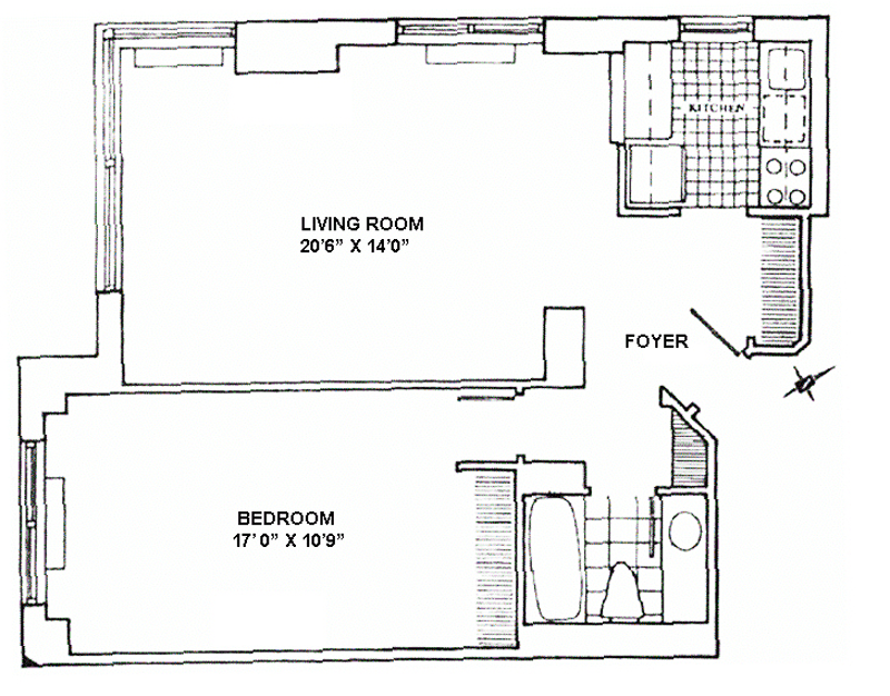 Floorplan for 145 East 48th Street, 6C