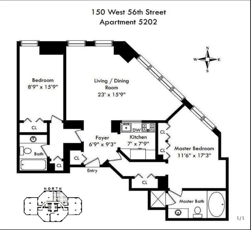 Floorplan for 150 West 56th Street, 5202