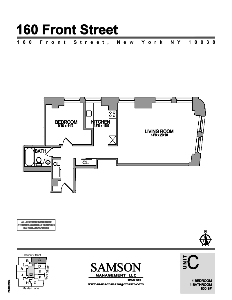 Floorplan for 160 Front Street, 4C