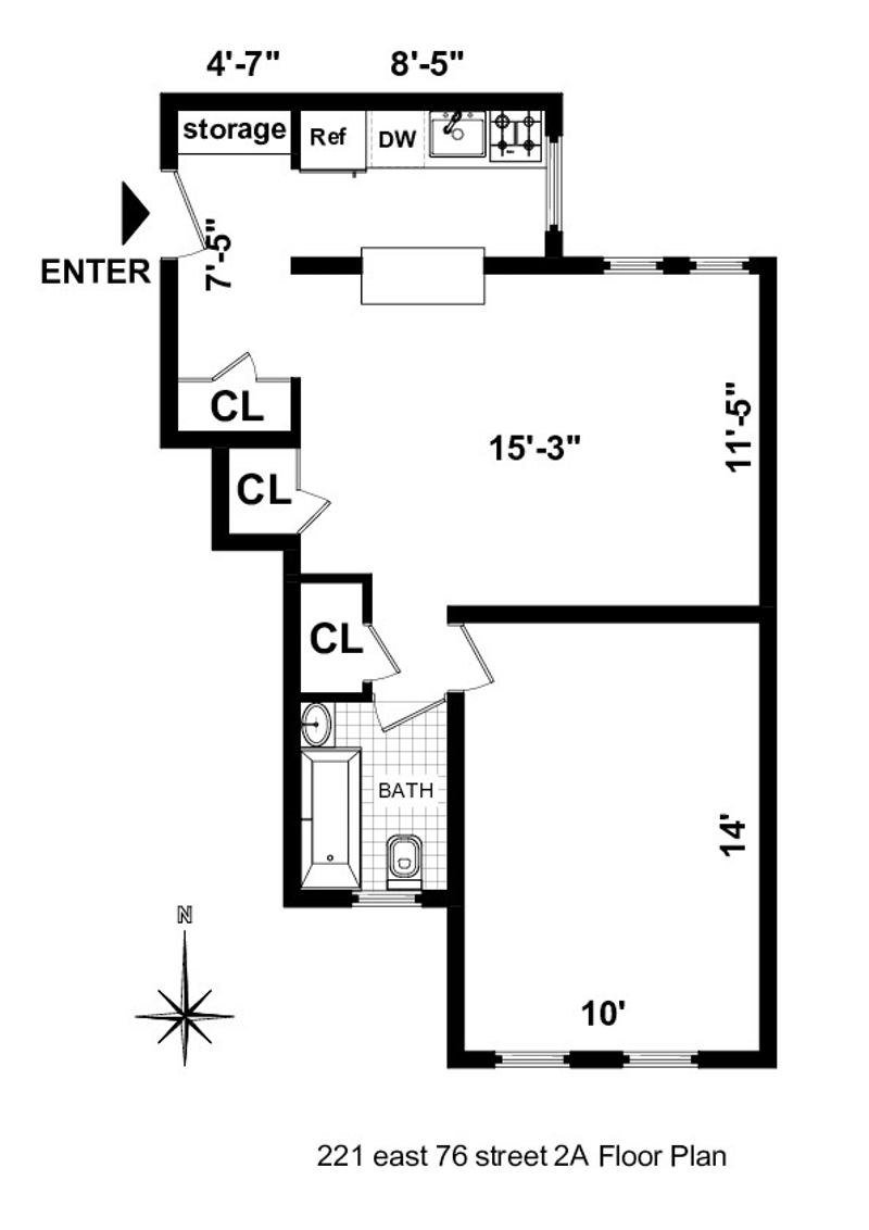 Floorplan for 221 East 76th Street, 2A