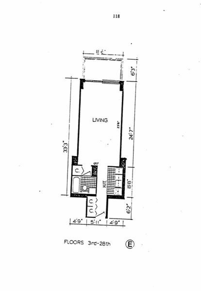 Floorplan for 347 West 57th Street, 11E