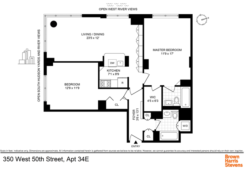 Floorplan for 350 West 50th Street, 34E