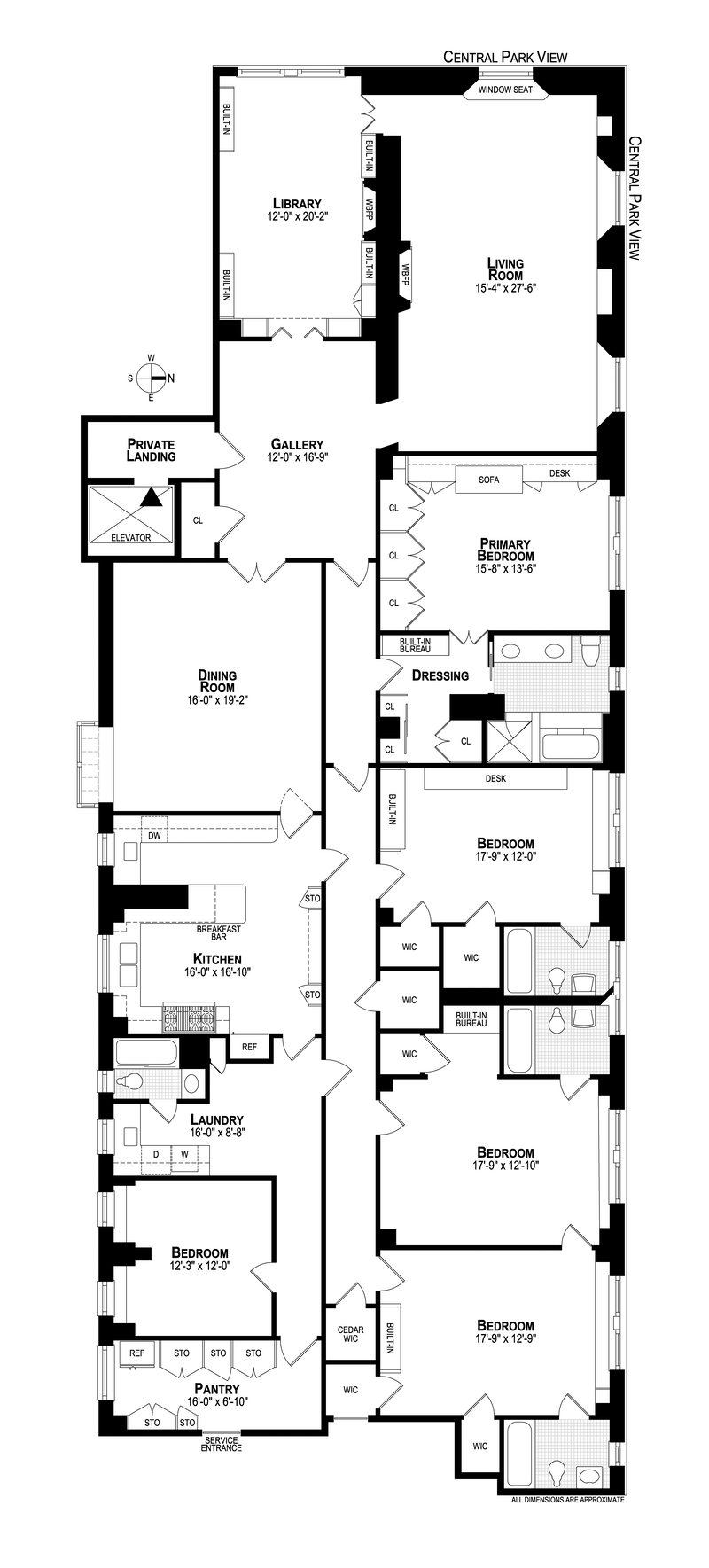 Floorplan for 1035 Fifth Avenue, 14C