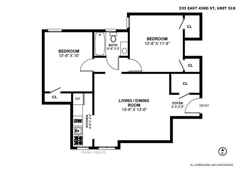 Floorplan for 333 East 43rd Street, 518