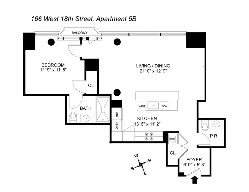 Floorplan for 166 West 18th Street, 5B