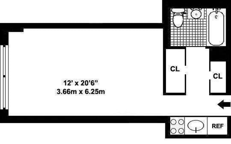 Floorplan for 347 West 57th Street, 11BB