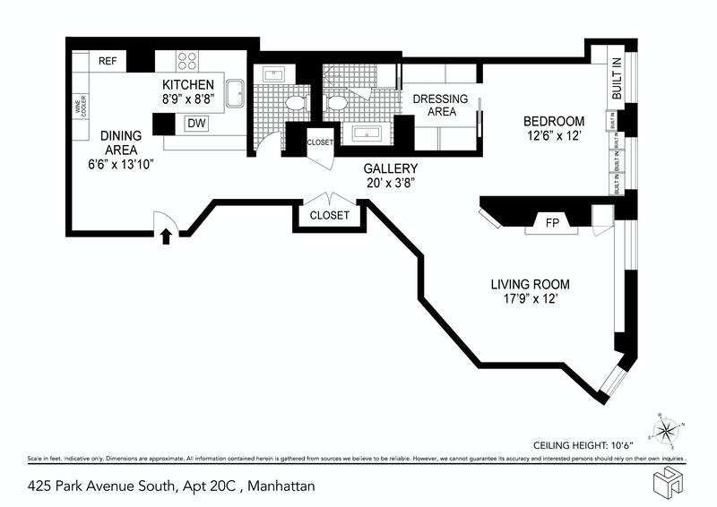 Floorplan for 425 Park Avenue South, 20C