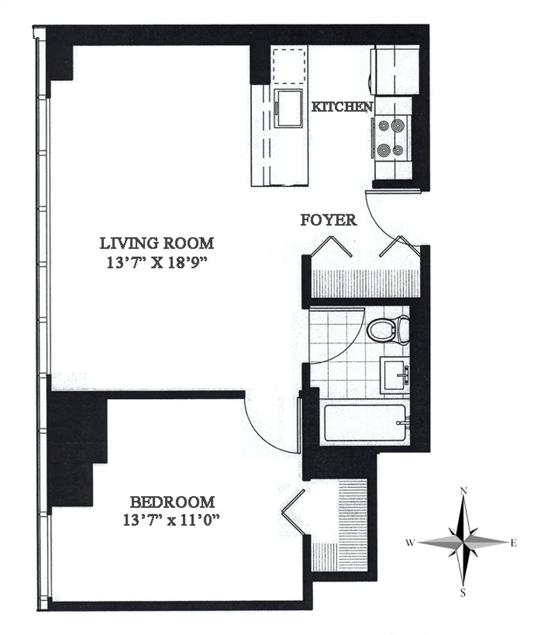 Floorplan for 350 West 42nd Street, 8M