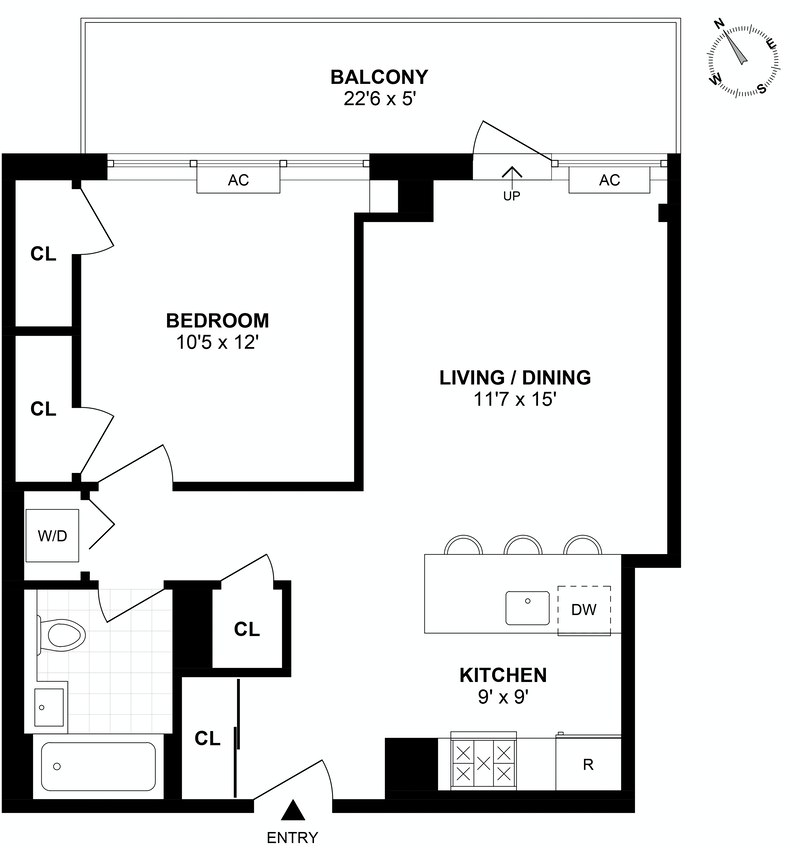 Floorplan for 5 -49 Borden Avenue, 9B