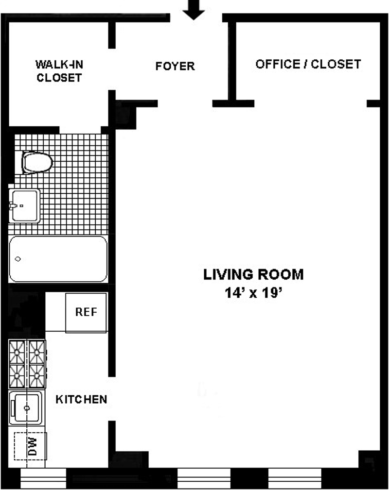 Floorplan for 405 West 23rd Street, 16J