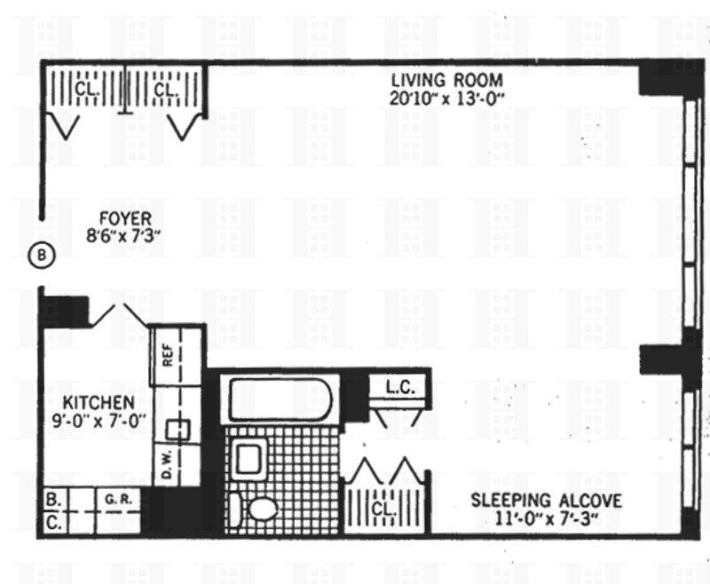 Floorplan for 444 East 75th Street, 9B