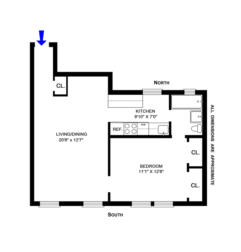 Floorplan for 245 West 75th Street, 2B