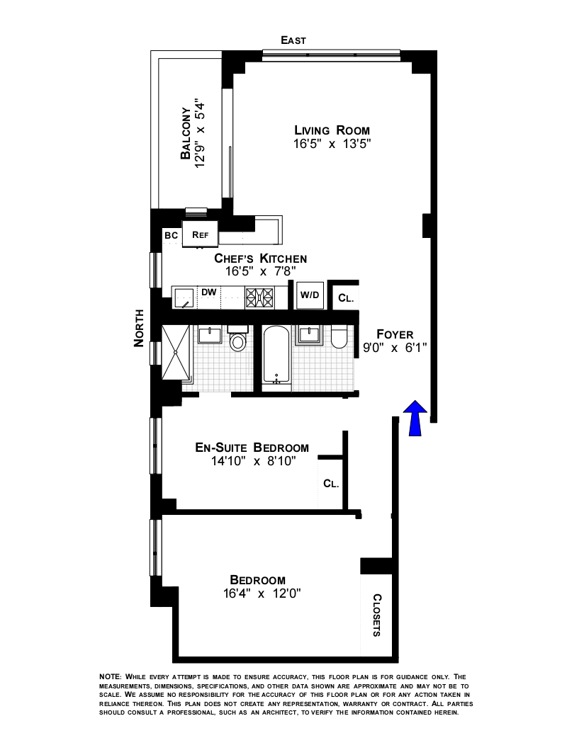Floorplan for 383 Grand Street, M304