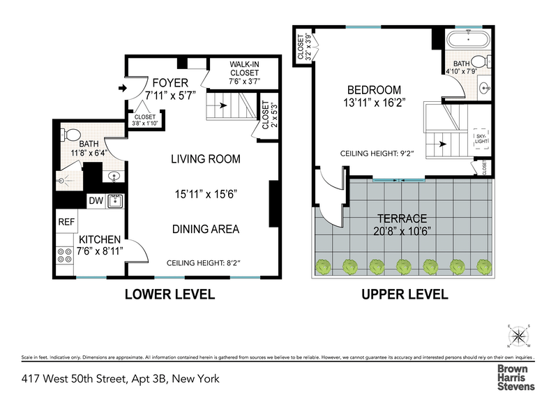 Floorplan for 417 West 50th Street, 3B