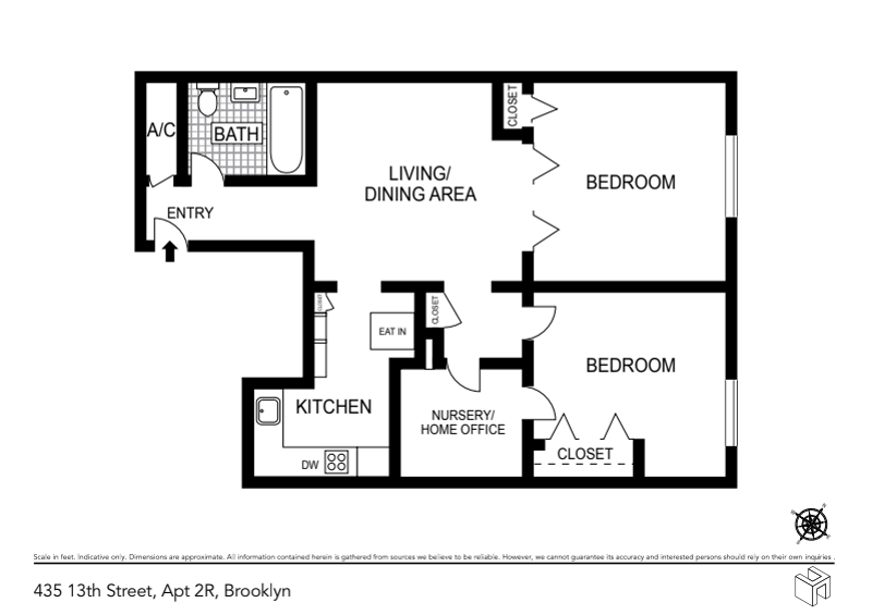Floorplan for 435 13th St, 2R