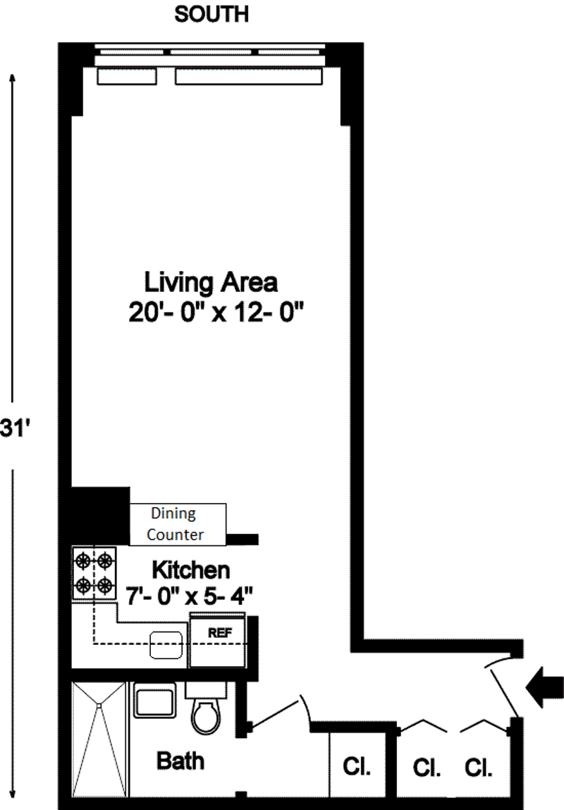 Floorplan for 430 West 34th Street, 9J