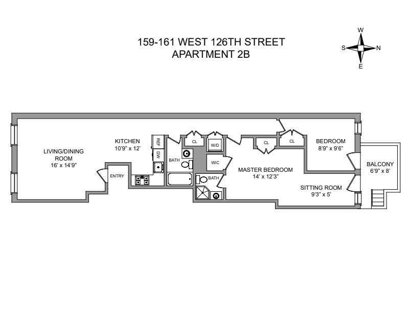 Floorplan for 159 -161 W 126th Street, 2B