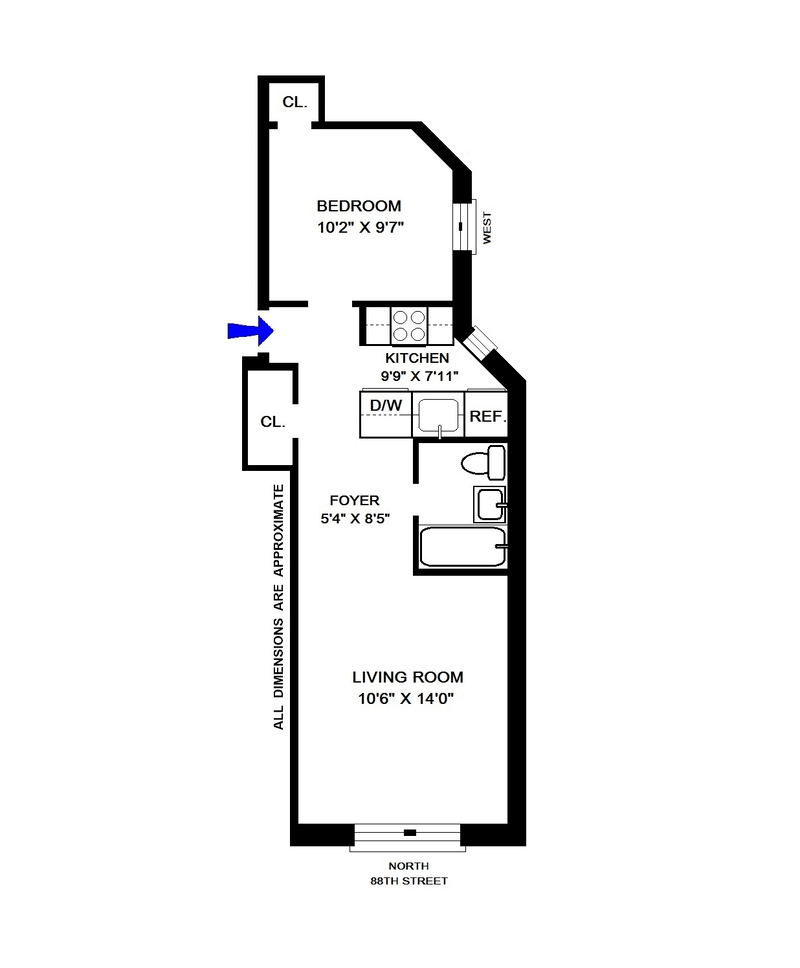 Floorplan for 534 East 88th Street, 1C
