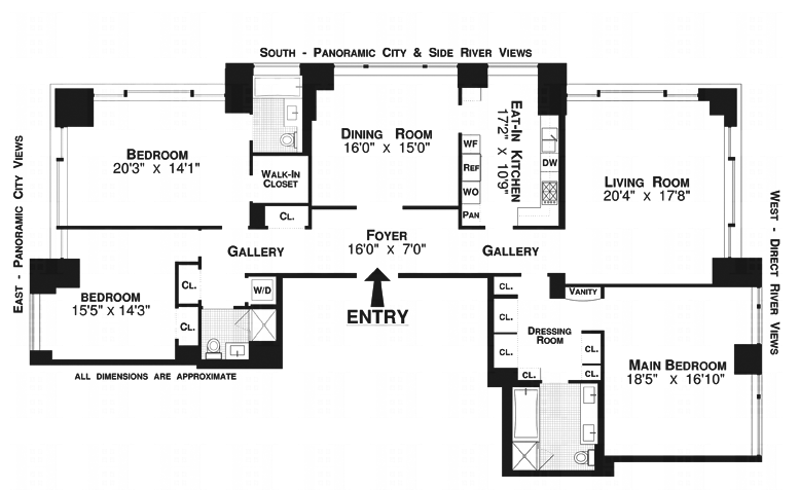 Floorplan for 240 Riverside Boulevard, PH2B