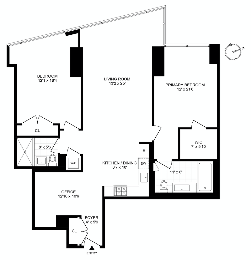 Floorplan for 1600 Broadway, 12C