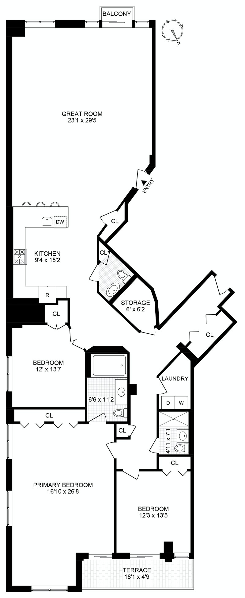 Floorplan for 121 Sterling Place, 2B