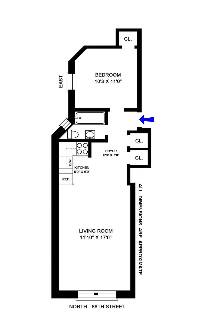 Floorplan for 534 East 88th Street, 1F
