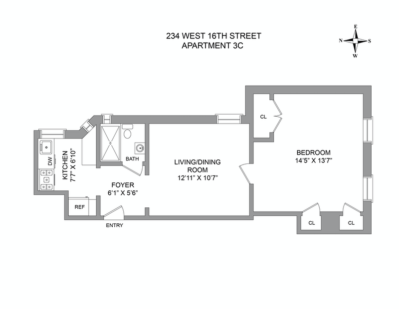 Floorplan for 234 West 16th Street, 3C