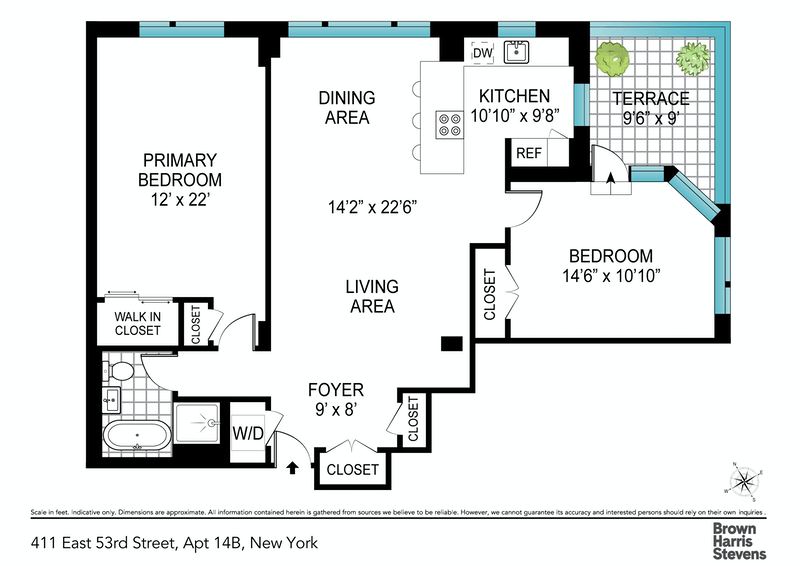 Floorplan for 411 East 53rd Street, 14B
