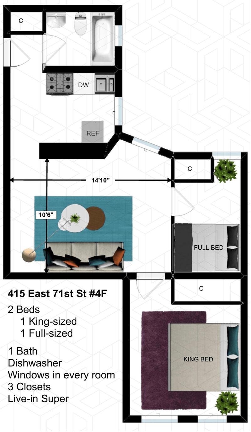 Floorplan for 415 East 71st Street, 4F