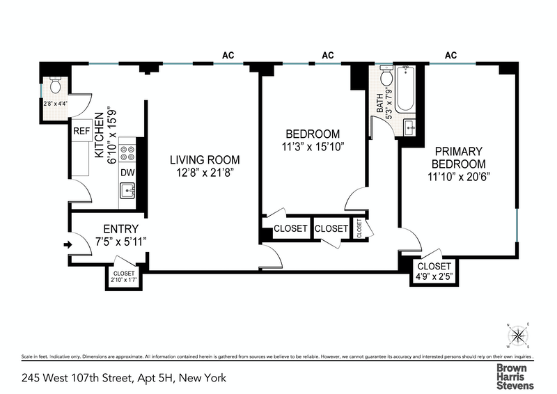 Floorplan for 245 West 107th Street, 5H