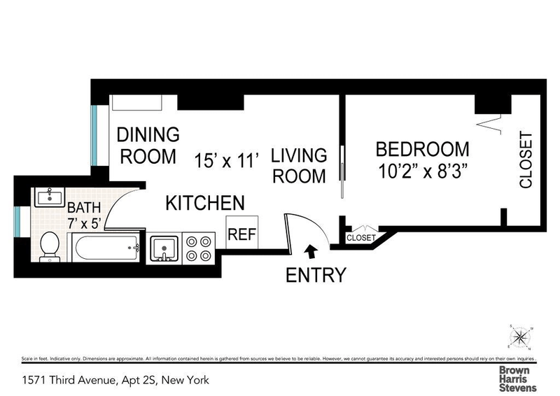 Floorplan for 1571 Third Avenue, 2S