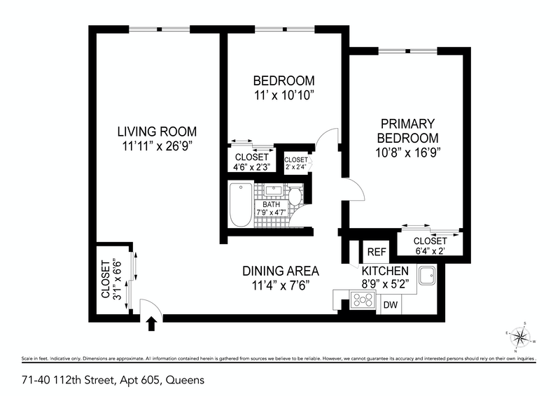 Floorplan for 71 -40 112th Street, 605