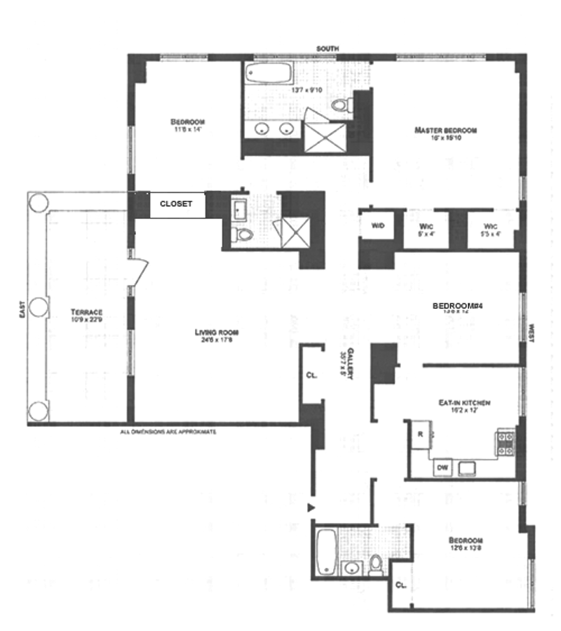 Floorplan for 455 Central Park West, 22C