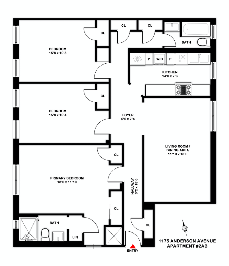 Floorplan for 1175 Anderson Ave, 2AB