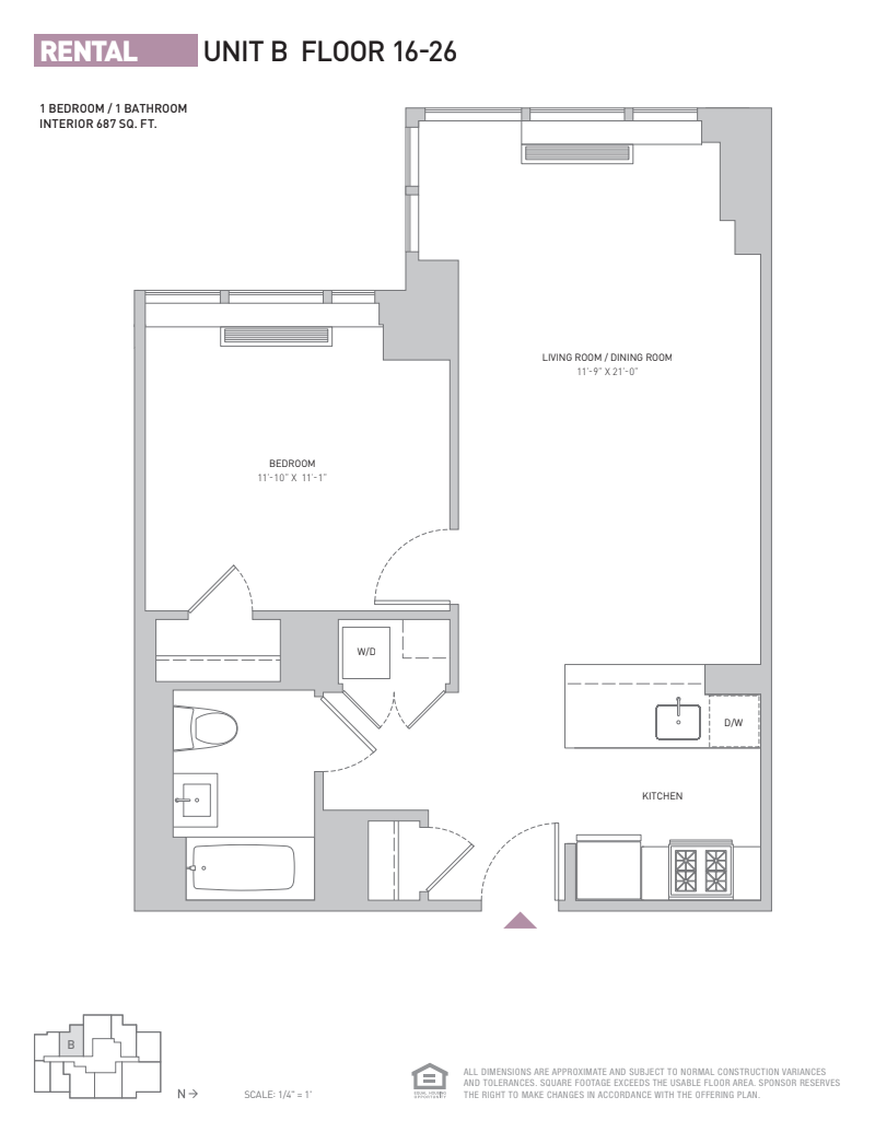 Floorplan for 388 Bridge Street, 19B