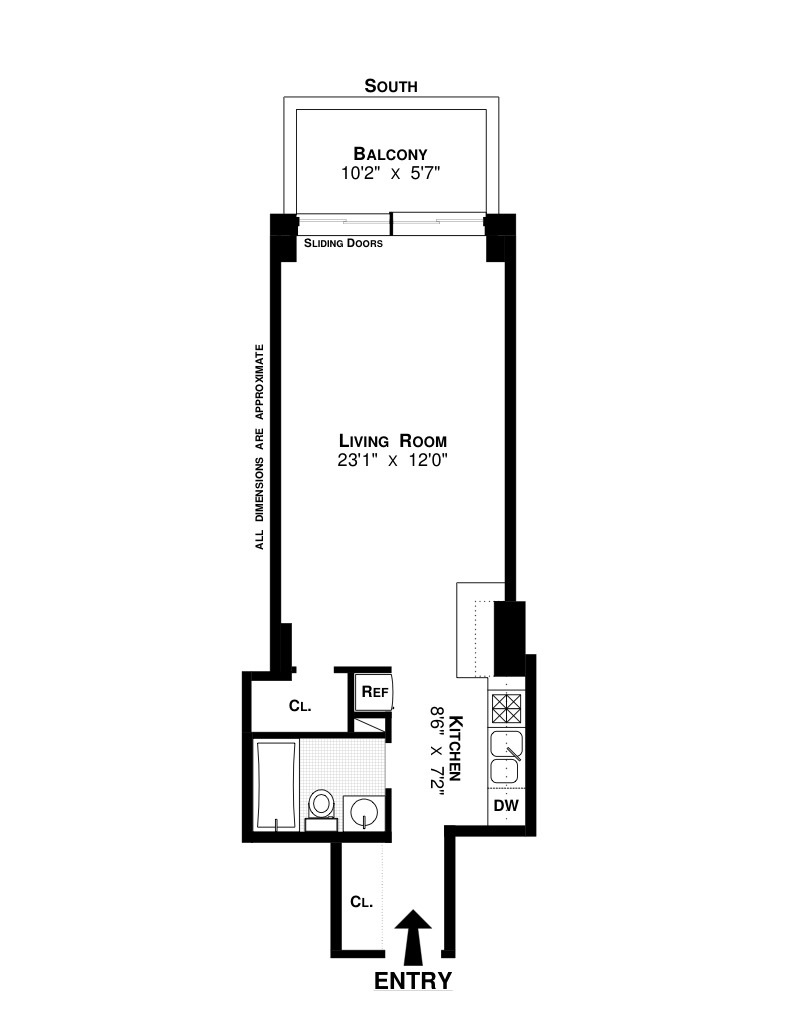 Floorplan for 347 West 57th Street, 4E