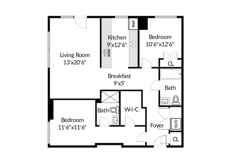 Floorplan for 3312 Hudson Ave, 6B
