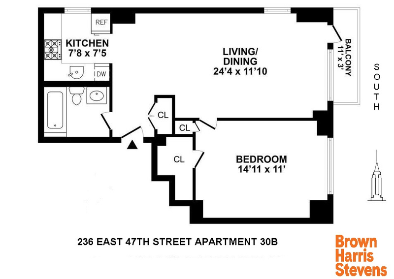 Floorplan for 236 East 47th Street, 30B