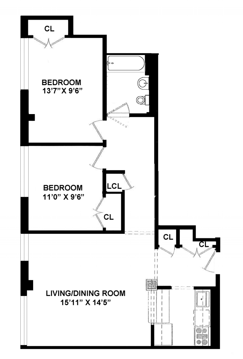 Floorplan for 279 West 117th Street, 2P