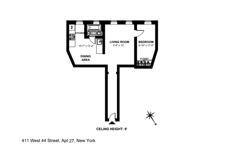 Floorplan for 411 West 44th Street, 27