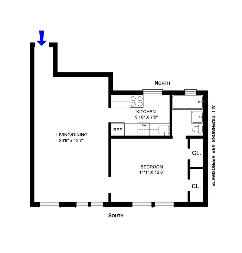 Floorplan for 245 West 75th Street, 3B