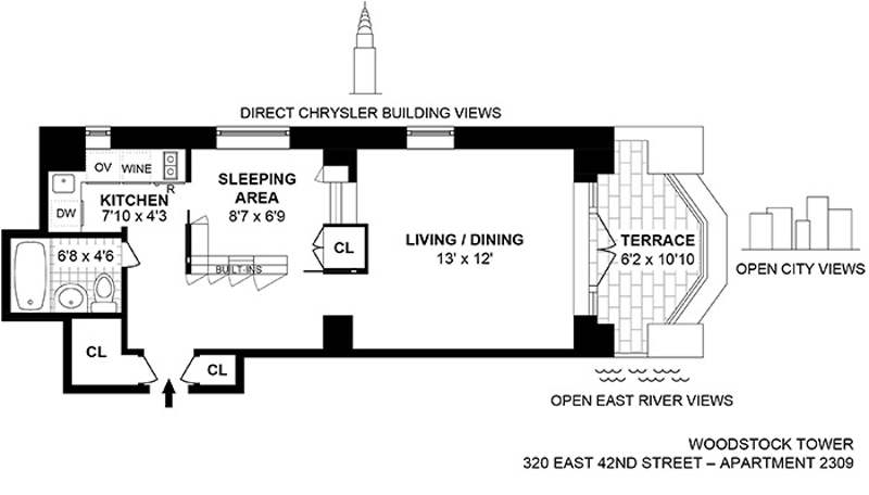 Floorplan for 320 East 42nd Street, 2309